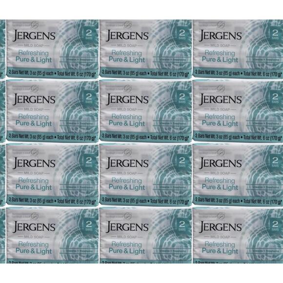 Jergens Mild Soap - Refreshing Pure And Light 12 (2pack) 24 Bars Total 3 Oz ea.
